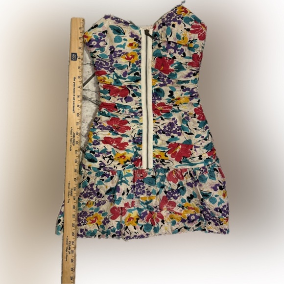 Tibi Silk Floral Ruched Zip Mini Dress Size 2 - Picture 3 of 7